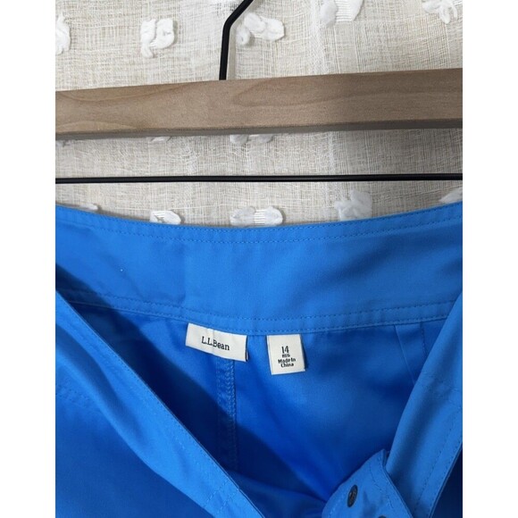 L.L. Bean Hiking Shorts Women 14 Blue UPF50+ Polyester Zip Pocket Unlined - Picture 4 of 5